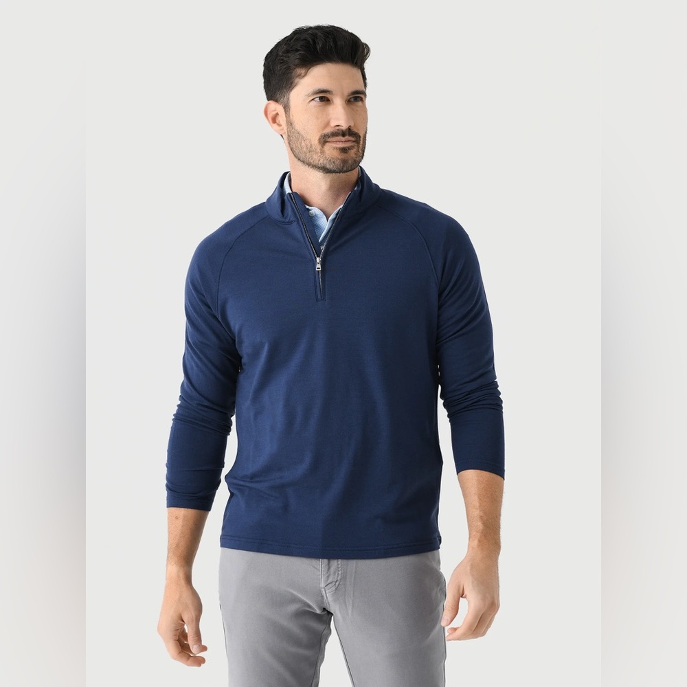 Peter Millar Excursionist Flex Performance Navy Quarter-Zip Pullover $200